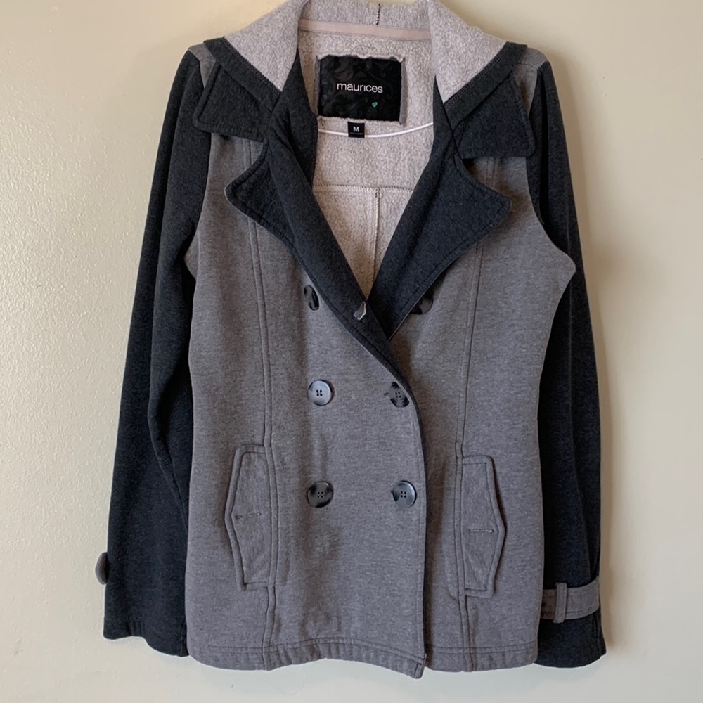 Grey and dark grey coat New York writer style comfortable